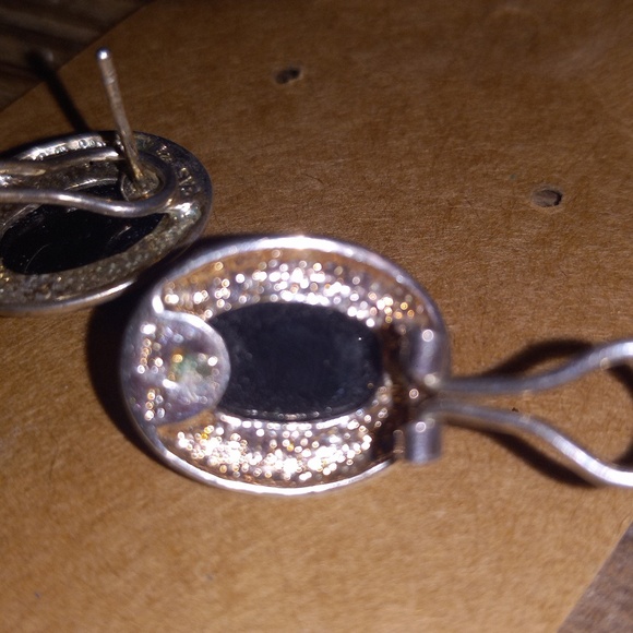 Vintage Black Opal Sterling 925 Earrings - Picture 4 of 6